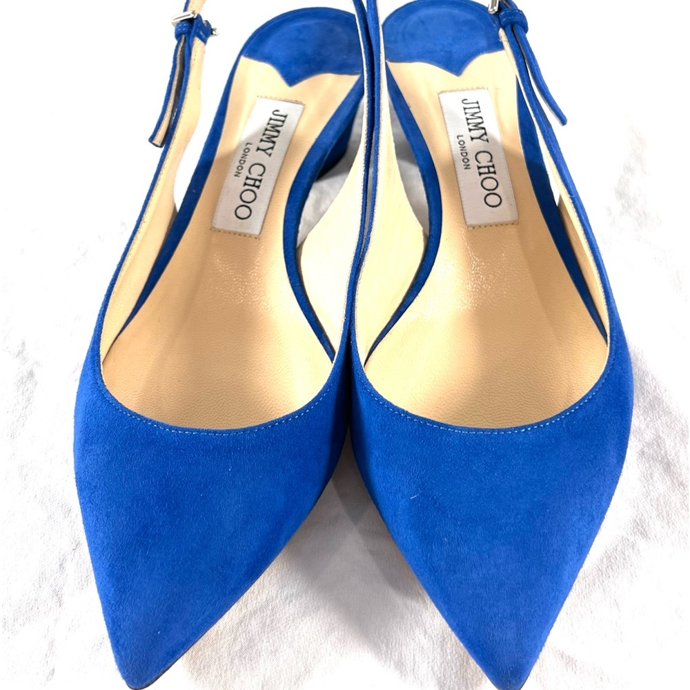 JIMMY CHOO Gemma Electric Suede Slingback Pumps Marked as 37.5 EU 7.5US